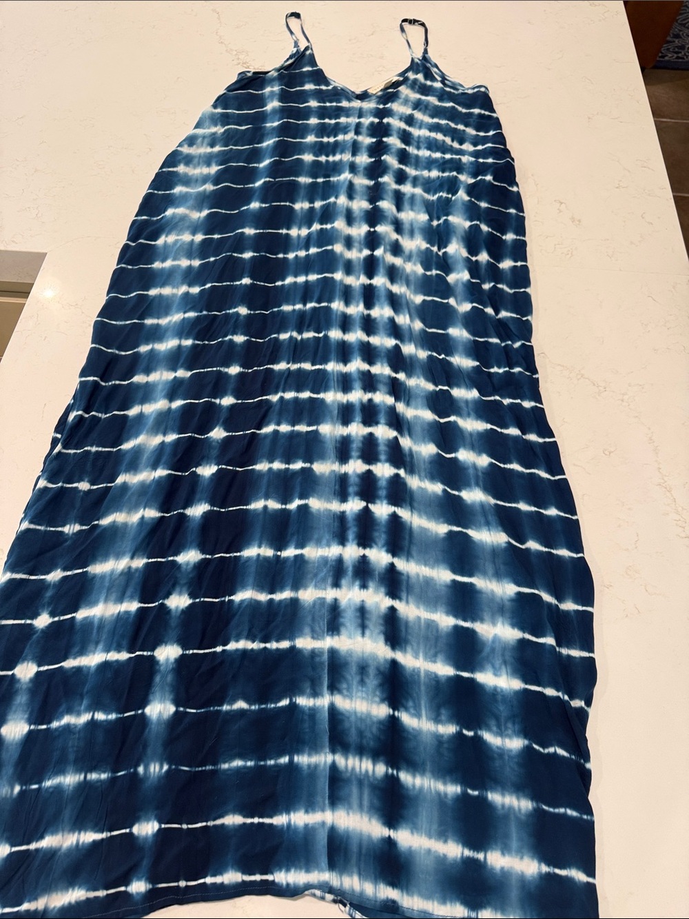 Love Stitch Blue and White Tie-Dye Maxi Dress
